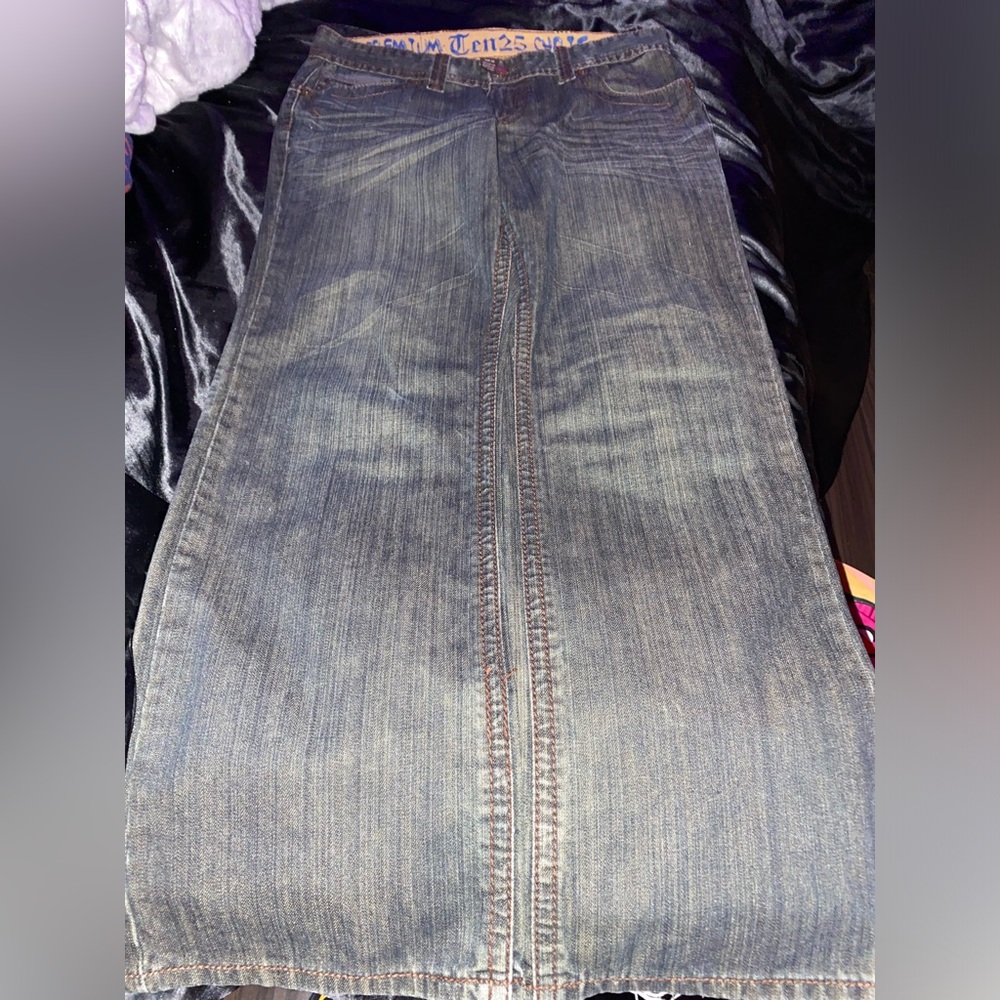 Baggy Bootcut Embroidered Grey and Brown wash Premium Ten25 Jeans size 36